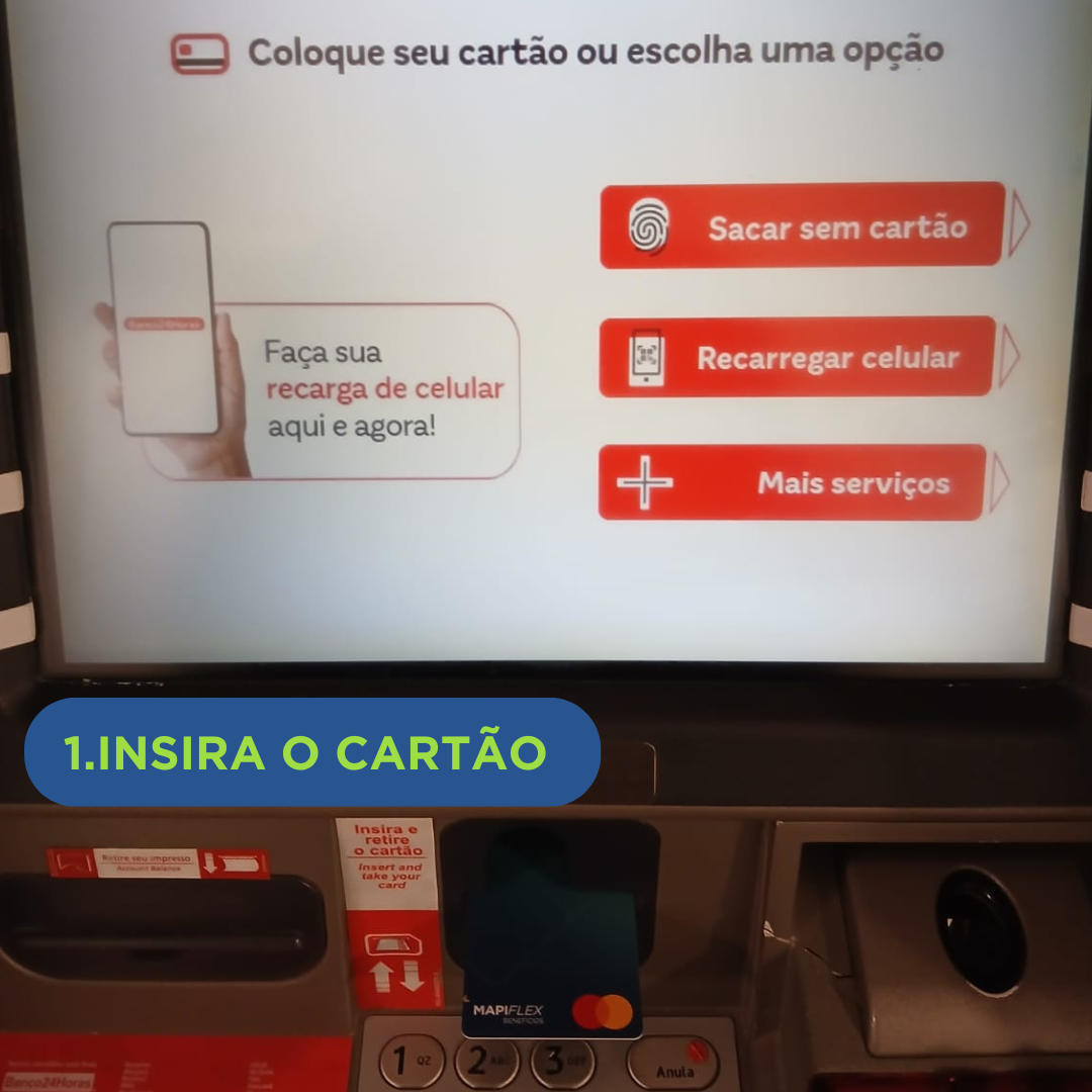 Tela do caixa eletrônico Banco24Horas — saque do Saldo Livre, passo 1