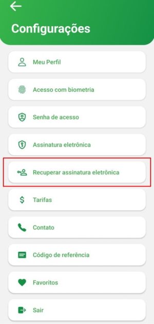 Tela do app Mapipay — alteração da assinatura eletrônica, passo 2