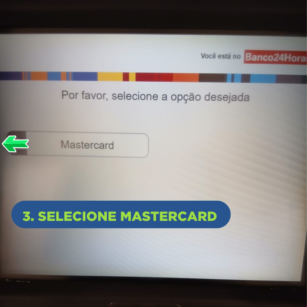Tela do caixa eletrônico Banco24Horas — saque do Saldo Livre, passo 3