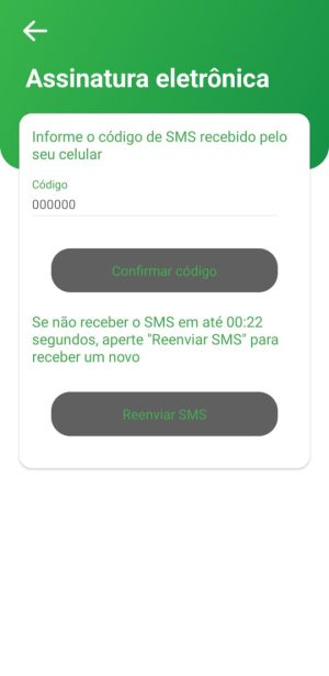 Tela do app Mapipay — alteração da assinatura eletrônica, passo 5