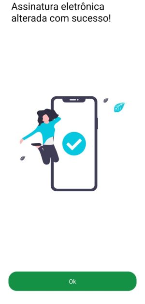 Tela do app Mapipay — alteração da assinatura eletrônica, passo 7