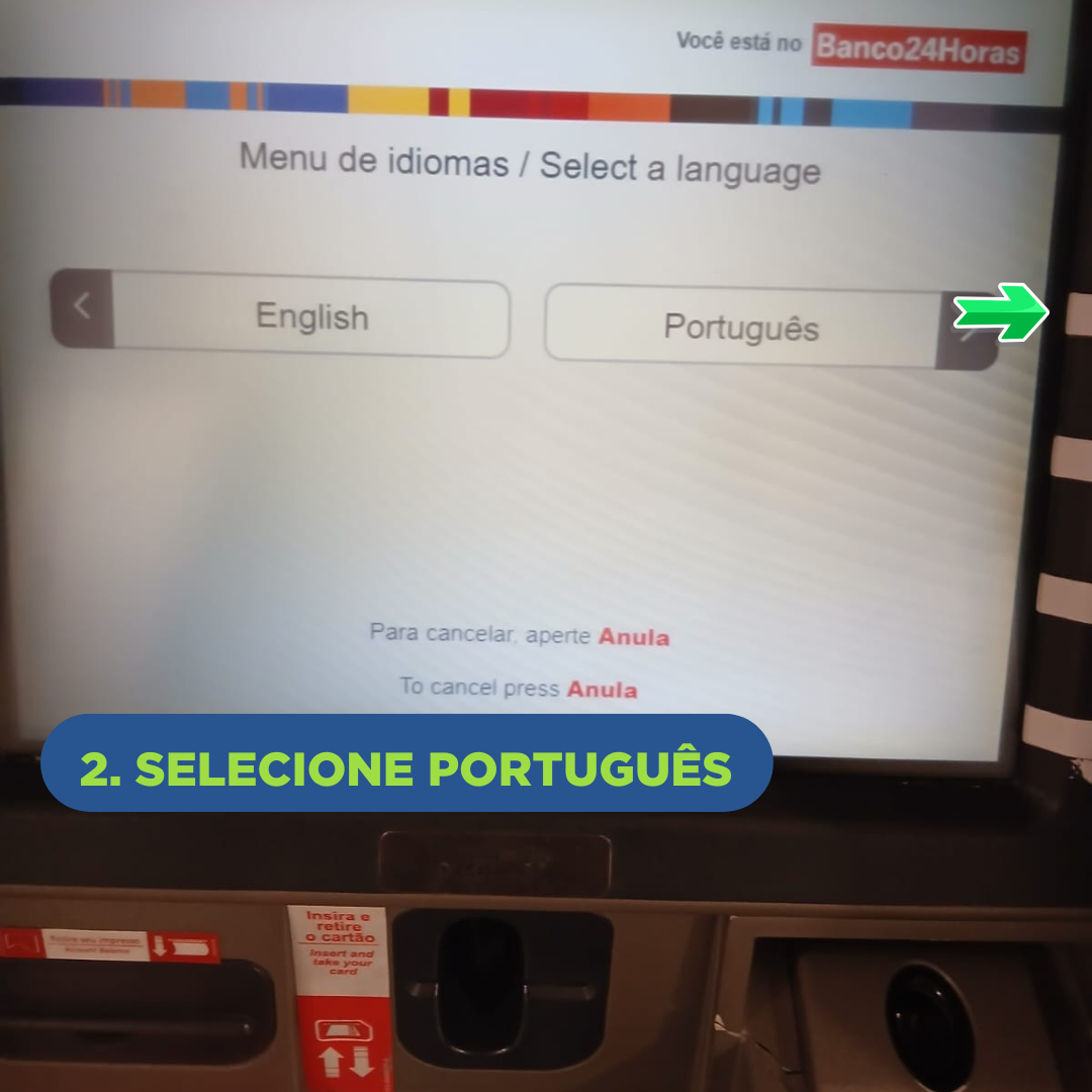 Tela do caixa eletrônico Banco24Horas — saque do Saldo Livre, passo 2