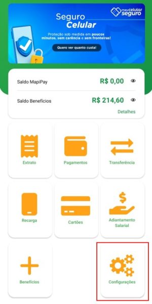 Tela do app Mapipay — alteração da assinatura eletrônica, passo 1
